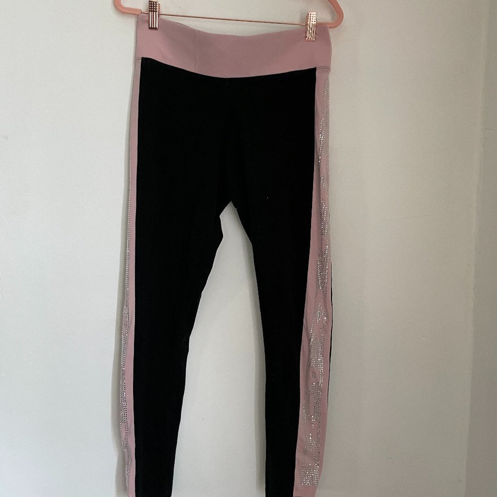 PINK pink and silver yoga pants